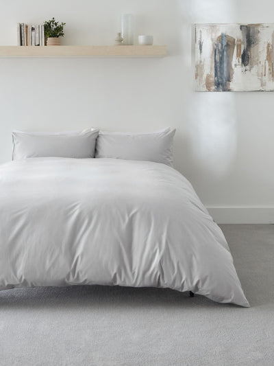 Next Grey Easy Care Polycotton Plain Duvet Cover and Pillowcase Set- Buy online at McGrocer