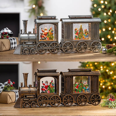 LED-opplyst vannglobus tog med bevegelsesglitter Assorterte juledekorasjoner 7,6 tommer
