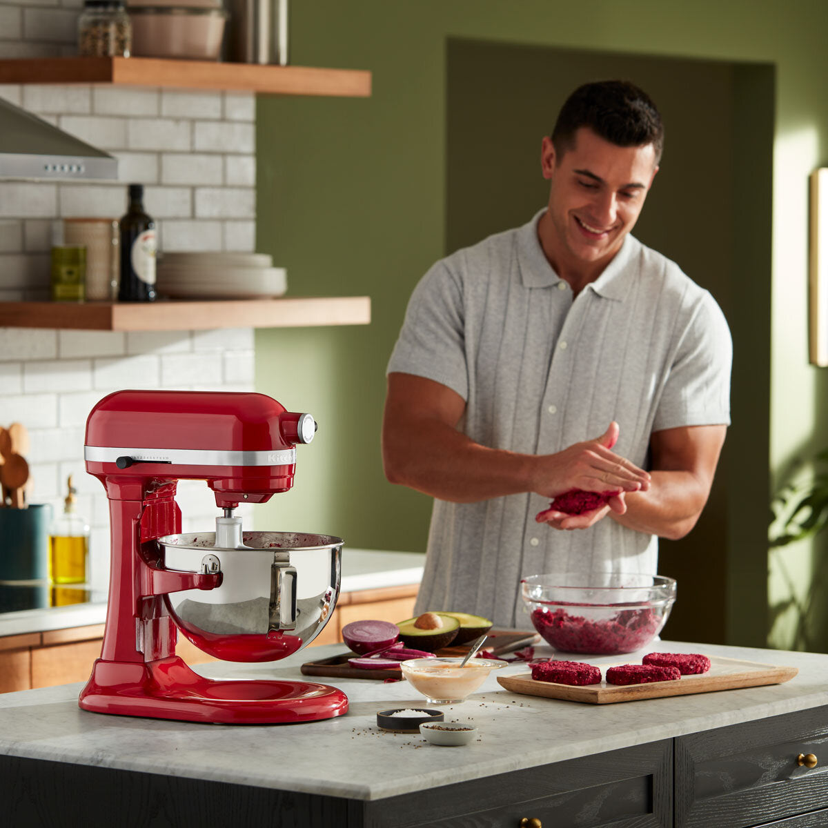 KitchenAid Heavy Duty Stand Mixer 5.2L, Empire Red, 5KSM55SXXBER GOODS Costco UK