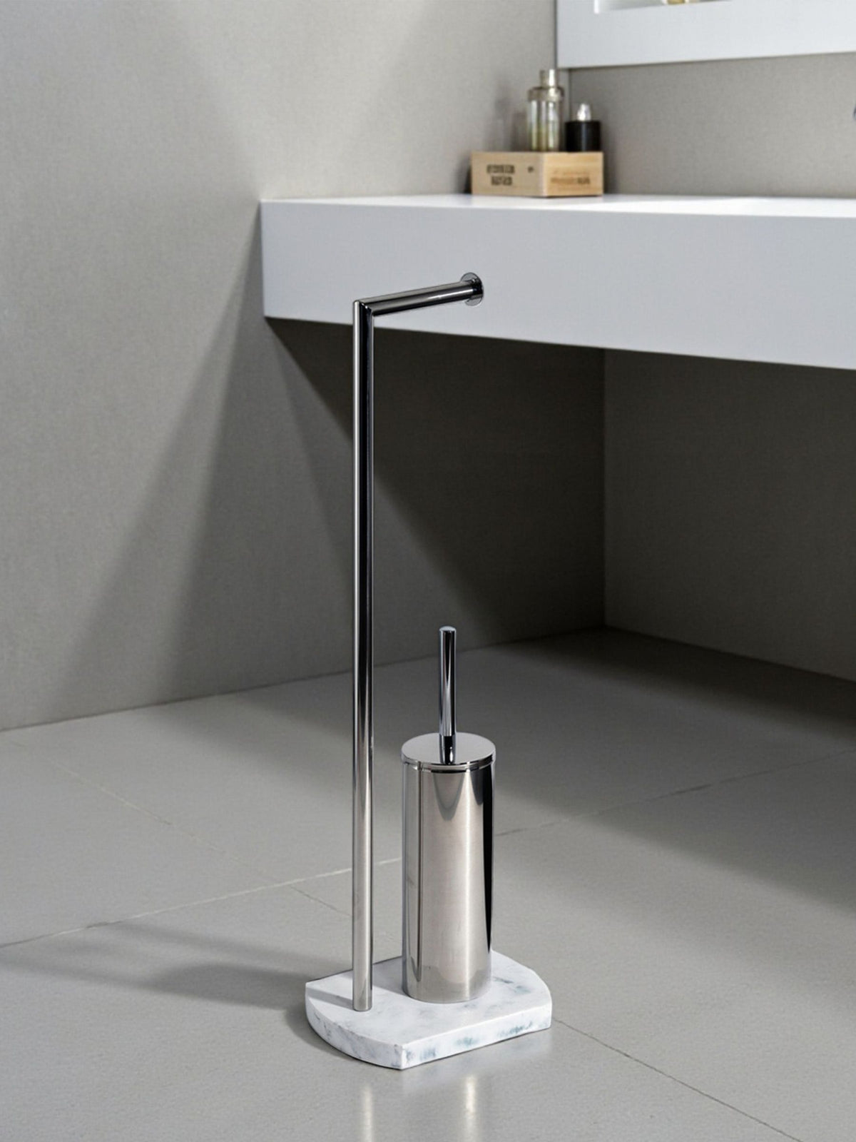 Showerdrape Grey Octavia Toilet Roll and Brush Holder 73.5cm