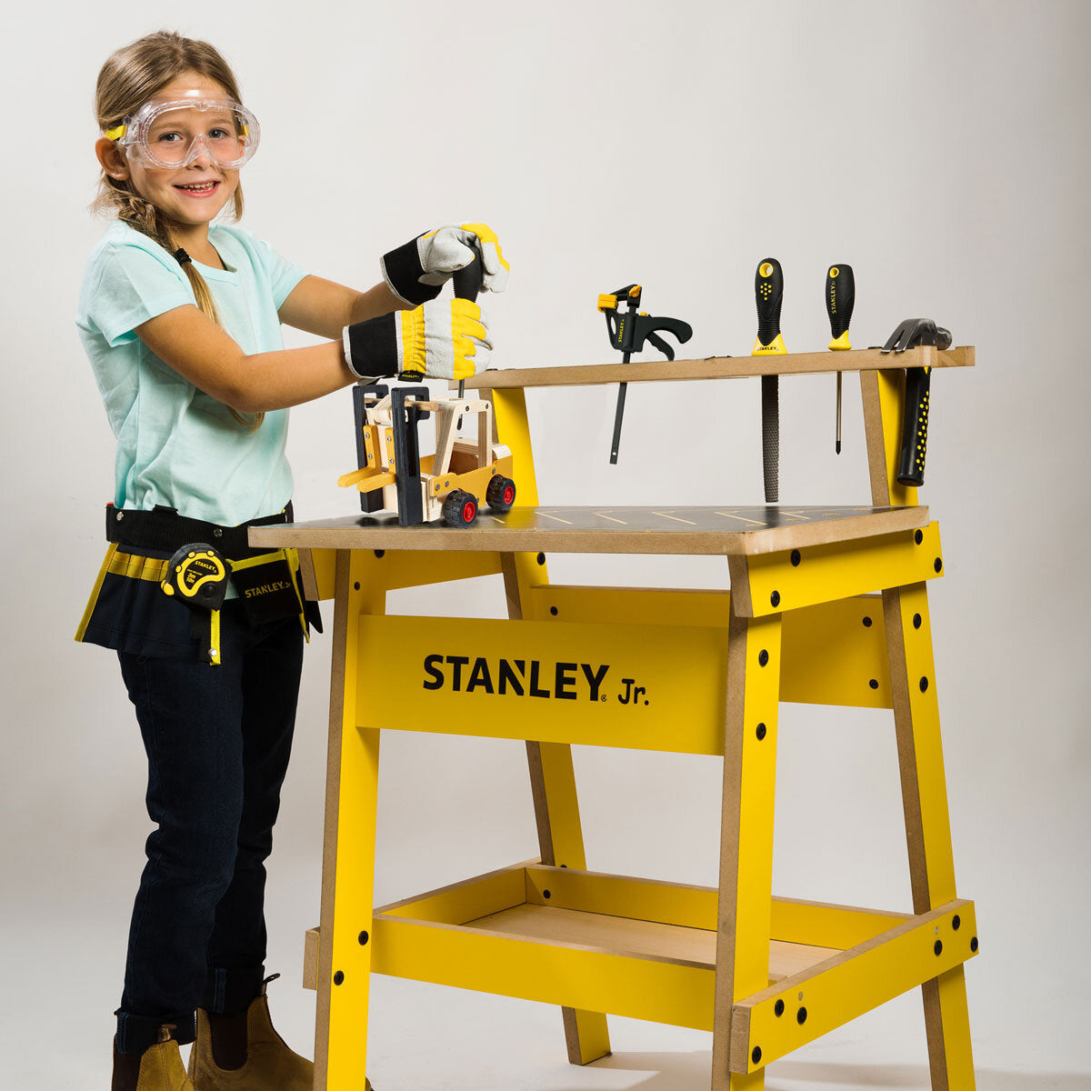 Stanley Jr Kids Workbench Tool Set & 2 Wooden Kits (8+ Years) GOODS Costco UK