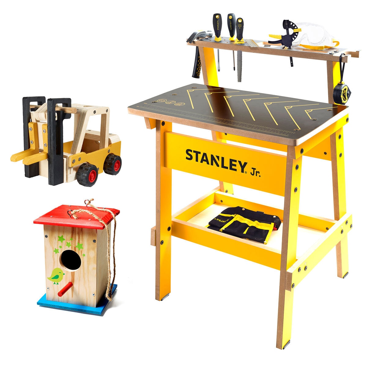 Stanley Jr Kids Workbench Tool Set & 2 Wooden Kits (8+ Years) GOODS Costco UK