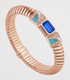 Bvlgari Tubogas bracelet rose gold diamonds tanzanite turquoise - British product