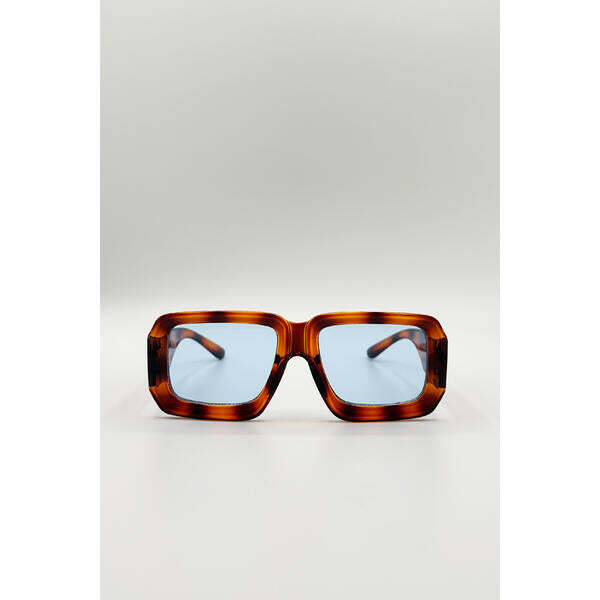SVNX oversized square frame sunglasses brown stripe one size (British brand)