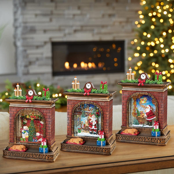 10.3 Inch Fireplace Swirl Glitter Globe with LED Lights Christmas Decoration