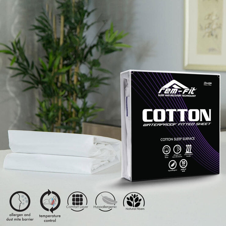 REM-Fit cotton mattress protector in 4 sizes, imported from the UK