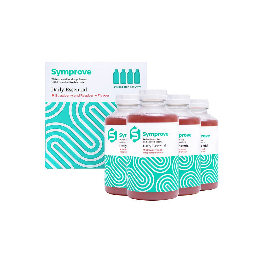 Symprove Water-Based Gut Supplement With Live & Active Bacteria, Strawberry and Raspberry Flavour 4x500ml