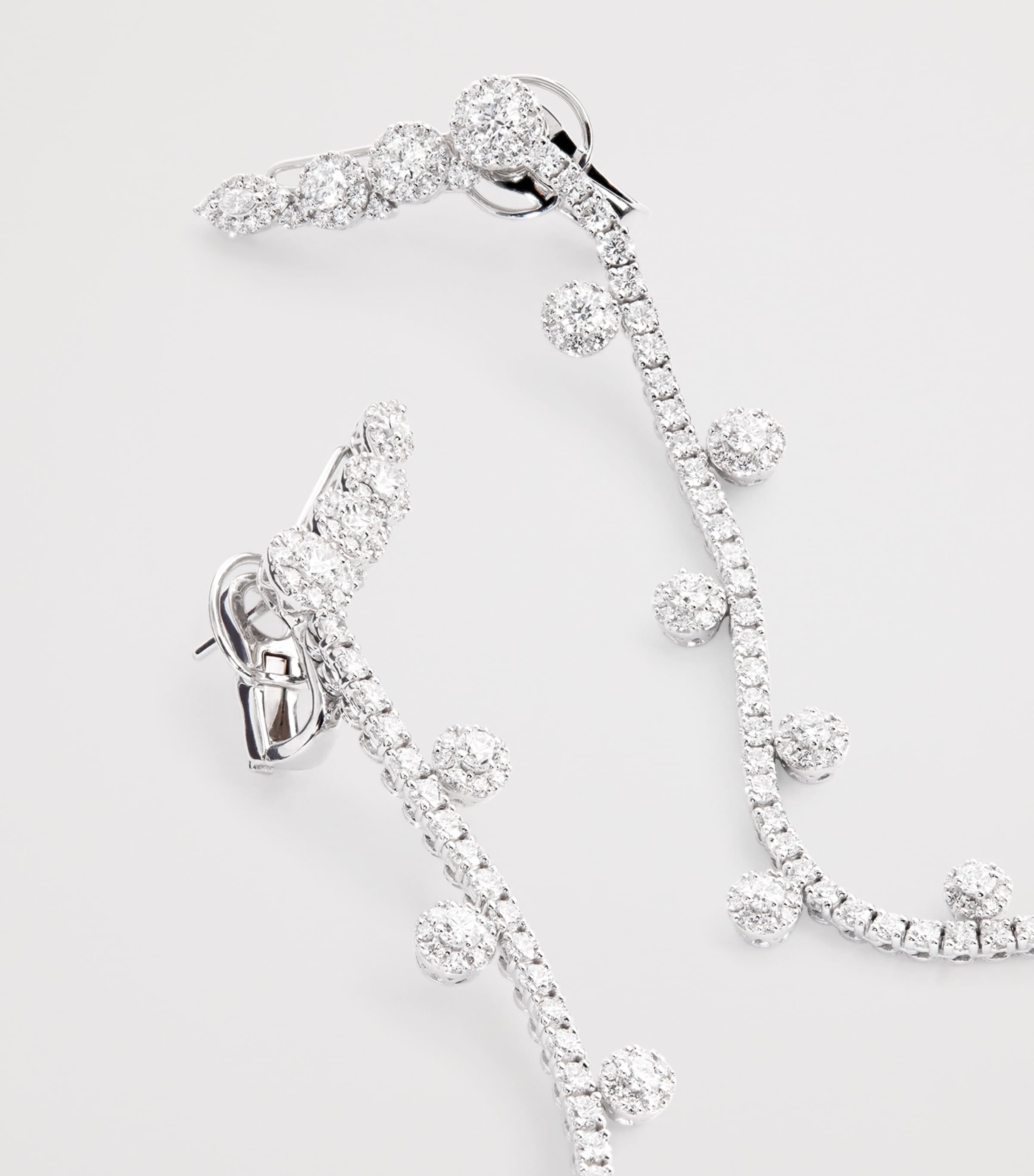 Yeprem white gold and diamond drop earrings (British brand)