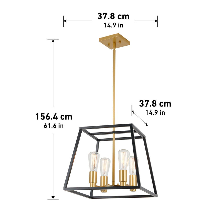 Artika Carter Square chandelier black and gold (British brand)