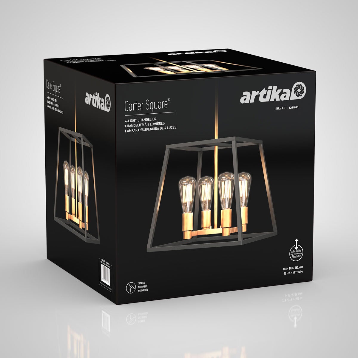 Artika Carter Square chandelier black and gold (British brand)