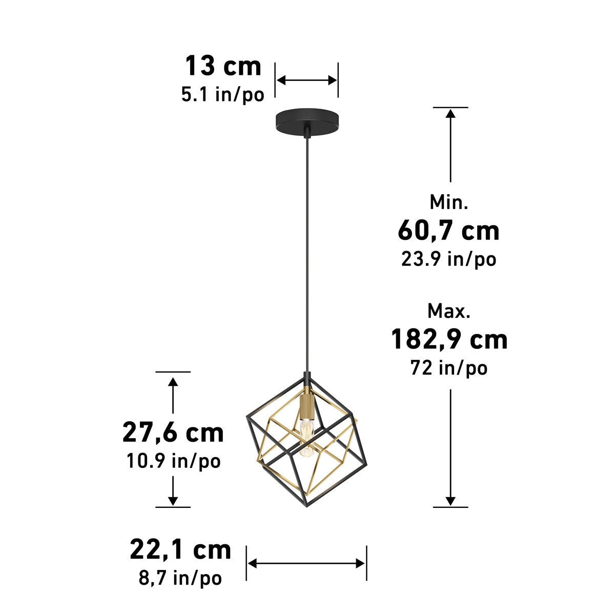 Artika Imperium pendant light in black and gold (British brand)