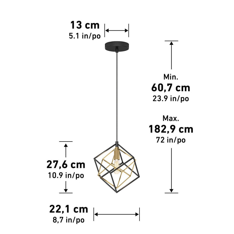 Artika Imperium pendant light in black and gold (British brand)
