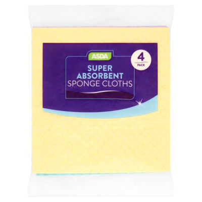 Asda super absorbent sponge cloths 4 pack - British product