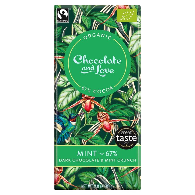 Chocolate and Love Fairtrade Organic Mint 67% Dark Chocolate   80g GOODS M&S   