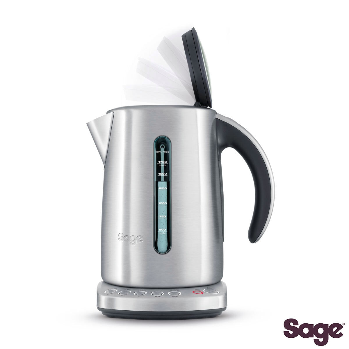 Sage Smart Kettle Luxe 1.7L cordless kettle in silver - British product