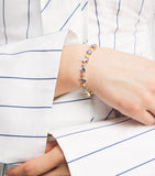 Suzanne Kalan yellow gold diamond and blue sapphire one of a kind bracelet, imported from the UK