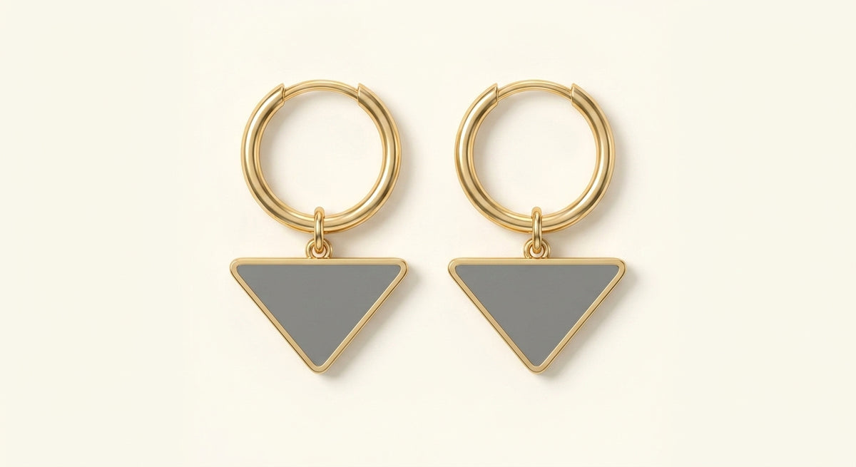 Prada enamel triangle hoop earrings 3cm, UK version