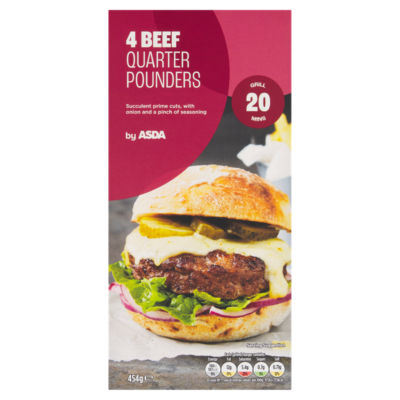 ASDA beef quarter pounder burgers with onion 454g - British product