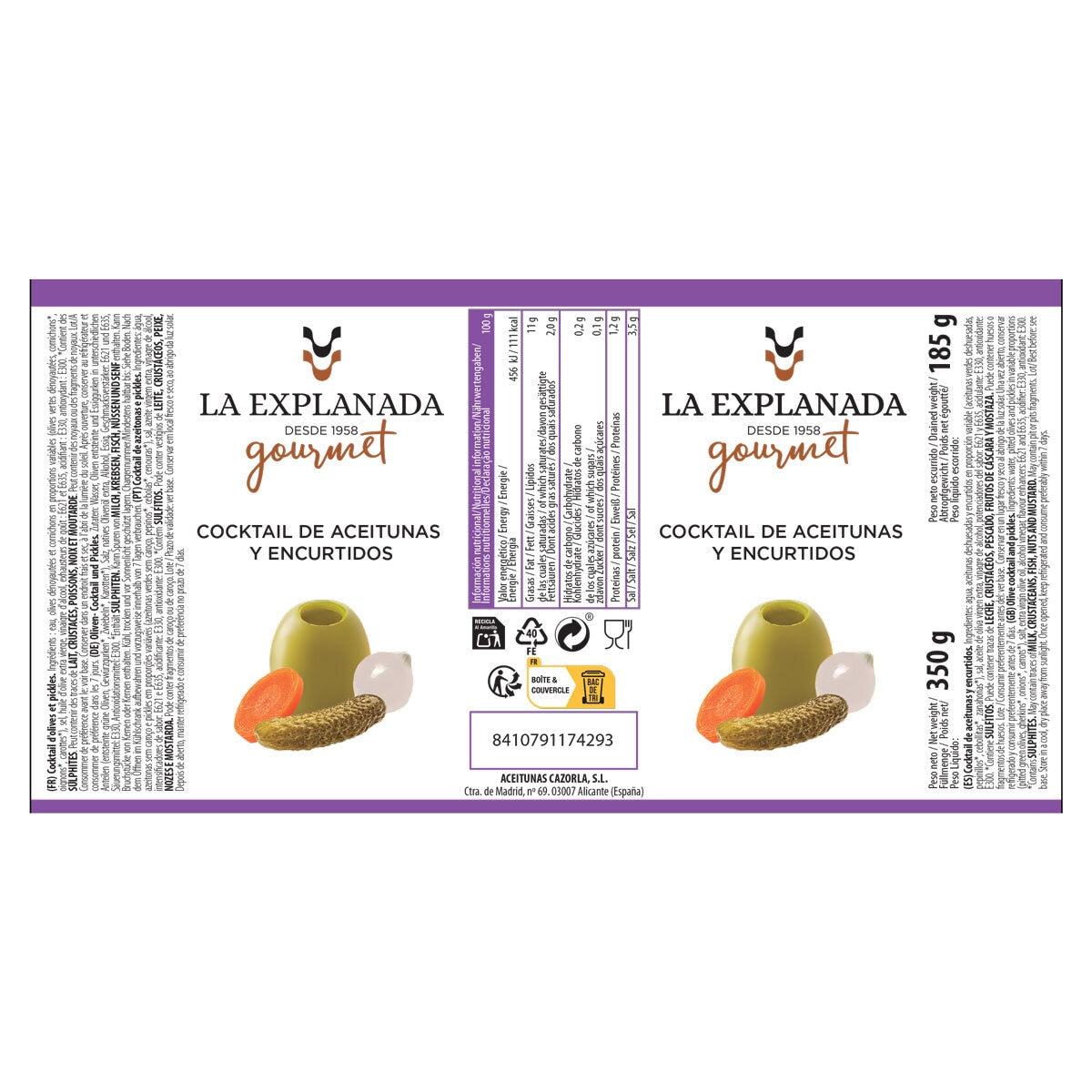 La Explanada Gourmet Flavoured Olives, 6 x 350g