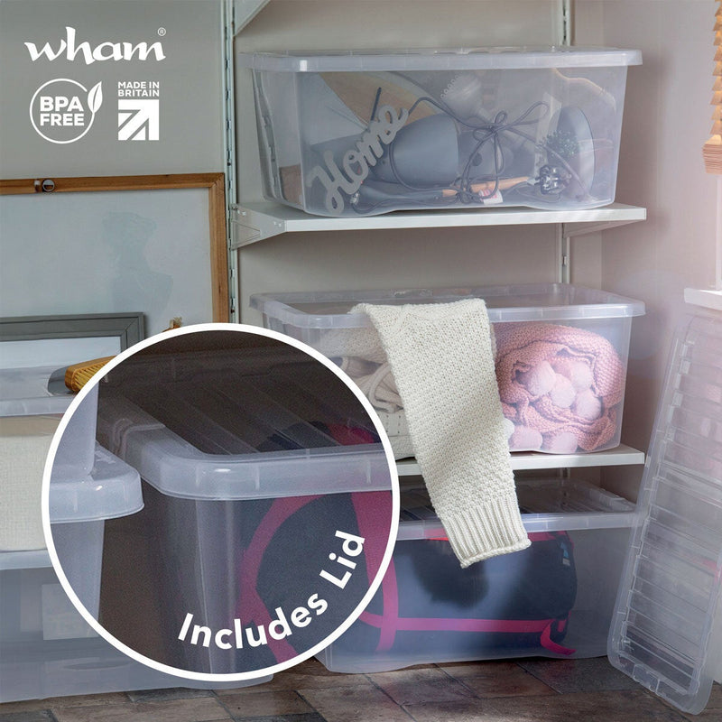 Wham 45L clear plastic storage boxes 5 pack, UK version