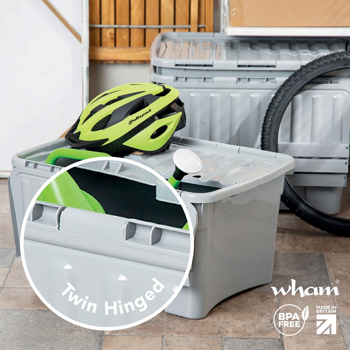Wham 54L croc box with grey lids (British brand)
