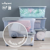 Wham 45 litre clear grey wheeled storage boxes, UK version