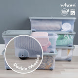 Wham storage boxes clear grey 32L with wheels, UK version