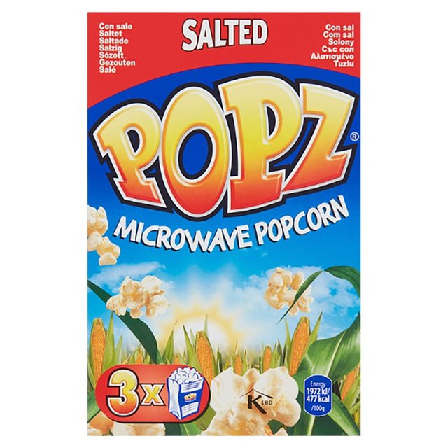 Popz Microwave Popcorn Salted   3 x 90g