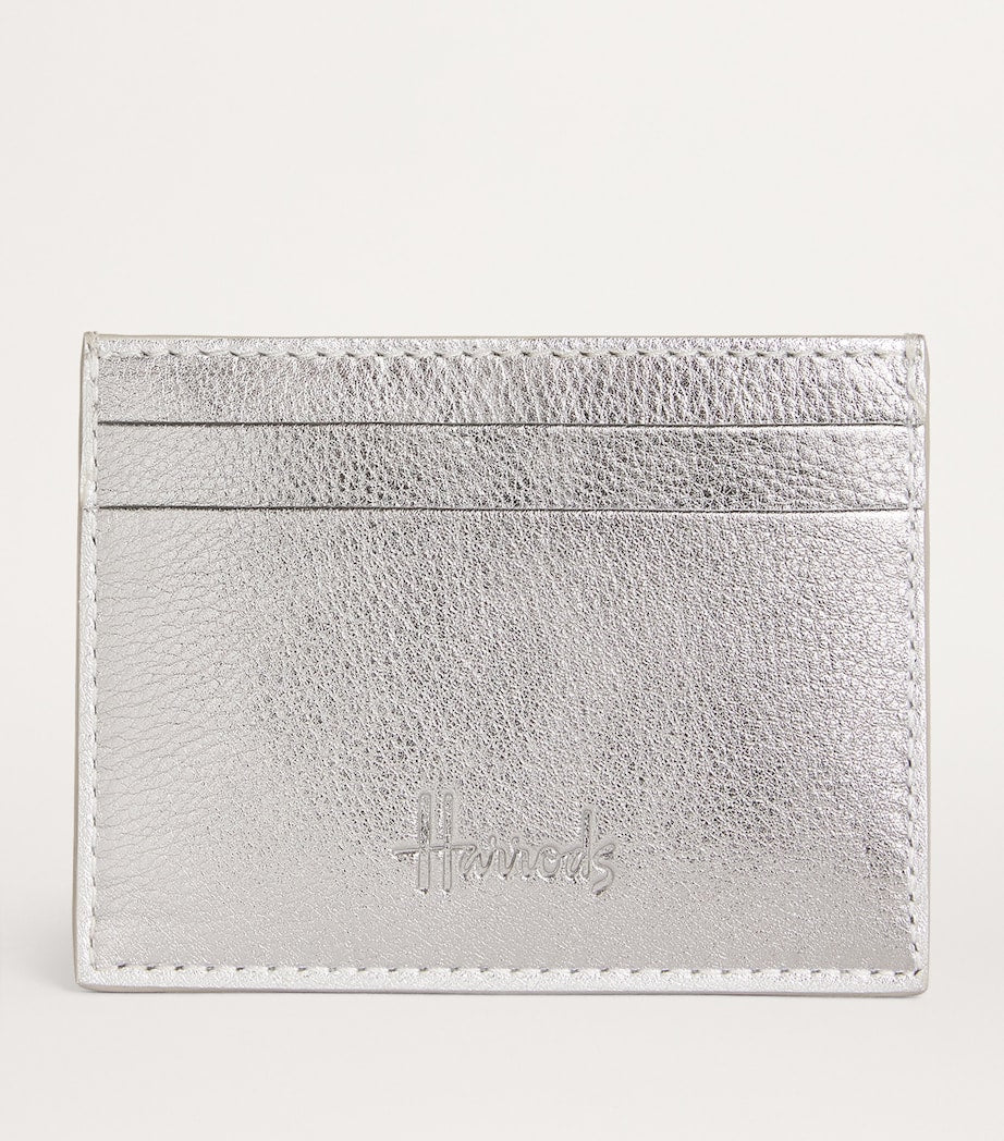 Harrods metallic leather card holder with logo engraving, UK version