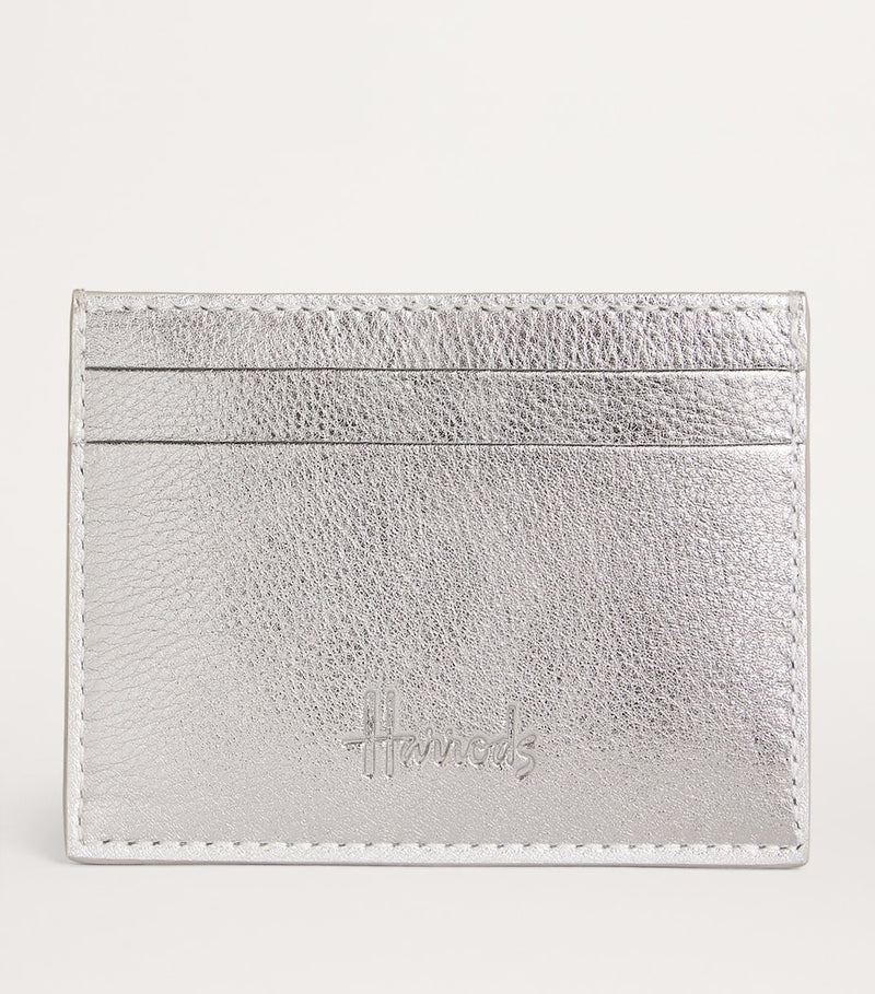 Harrods metallic leather card holder with logo engraving, UK version