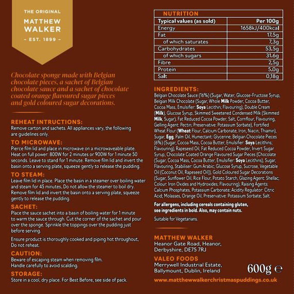 Matthew Walker Chocolate & Orange Sponge Pudding, 600g