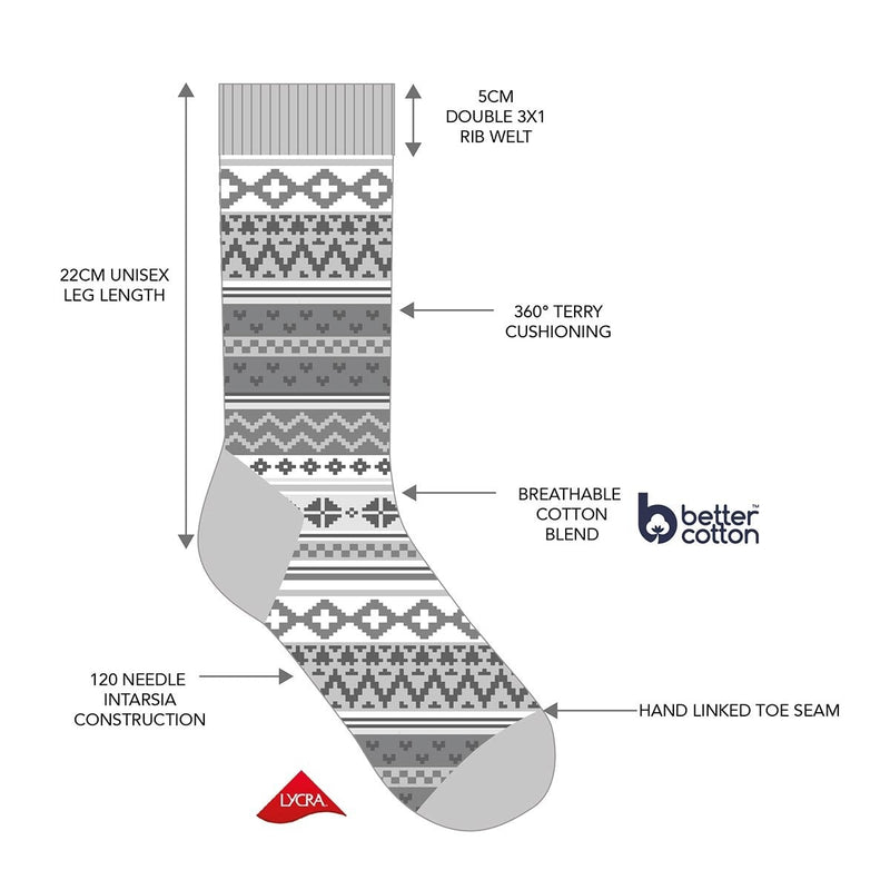 Kiku Nordic Collection boot socks in assorted colours, 4 pack, UK version