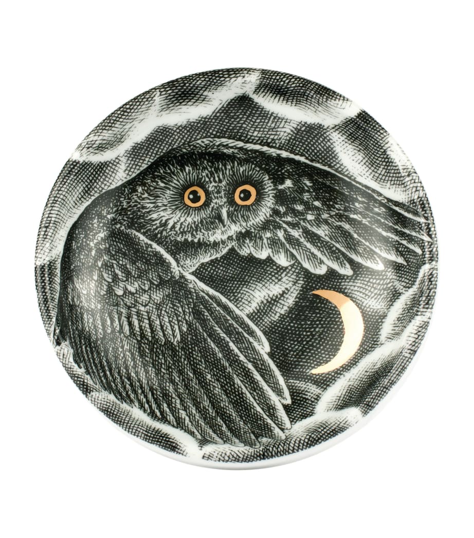 Fornasetti Civetta Nella Notte porcelain ashtray with owl design - British product