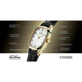 Citizen Eco-Drive ladies watch gold tone black strap 20mm UK version