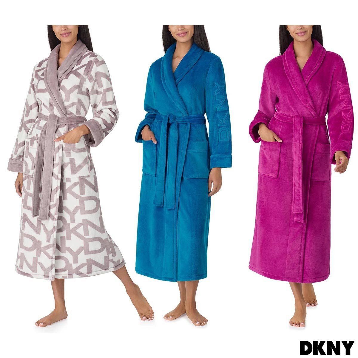 DKNY Shawl Collar Long Plush Robe GOODS Costco UK