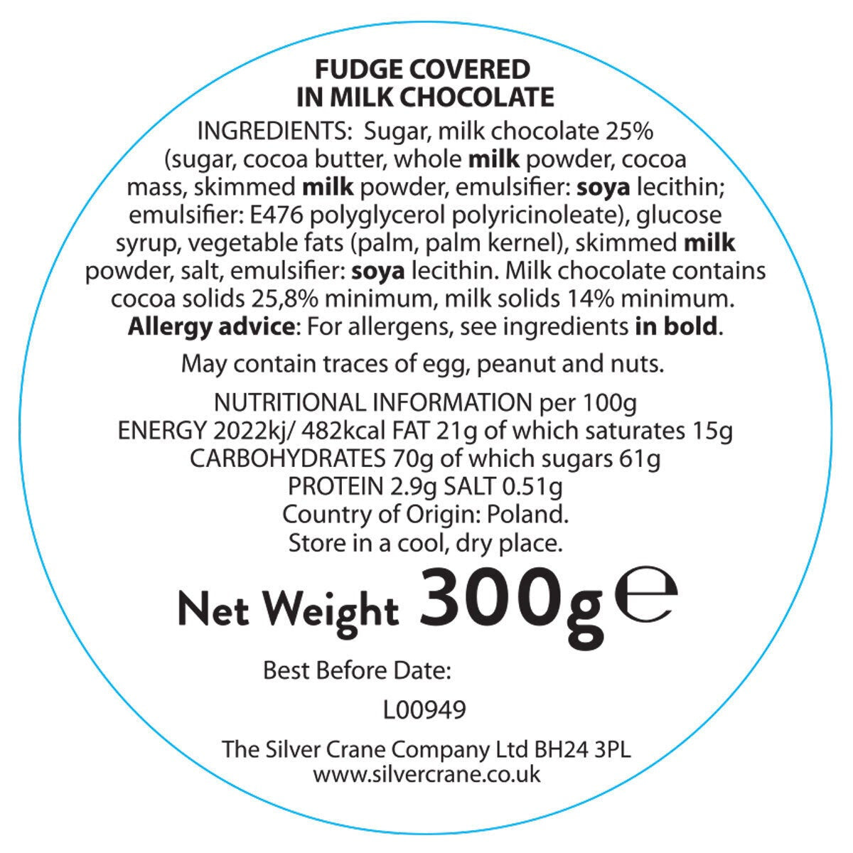 Silver Crane Christmas Nutcracker fudge tin three colours 300g (British brand)
