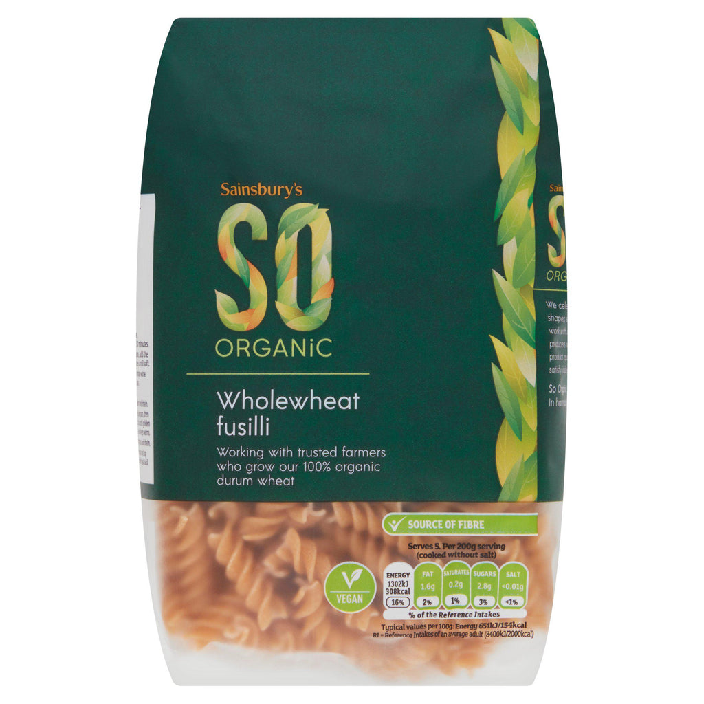 Sainsbury's Wholewheat Fusilli Pasta, SO Organic 500g