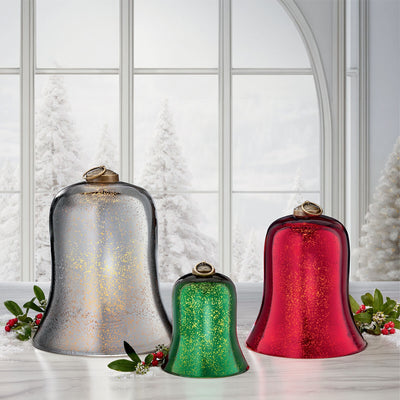 Costco UK Decorative Glass Bells with LED Candles Set of 3- Buy online at McGrocer