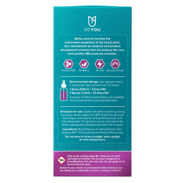 Be You Berry CBD Oral Spray with MCT Oil 600mg 30ml