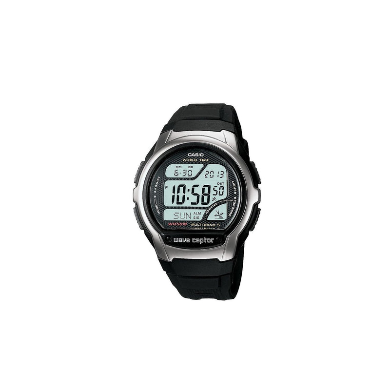 Casio Wave Ceptor LCD digital watch with black resin strap, imported from the UK