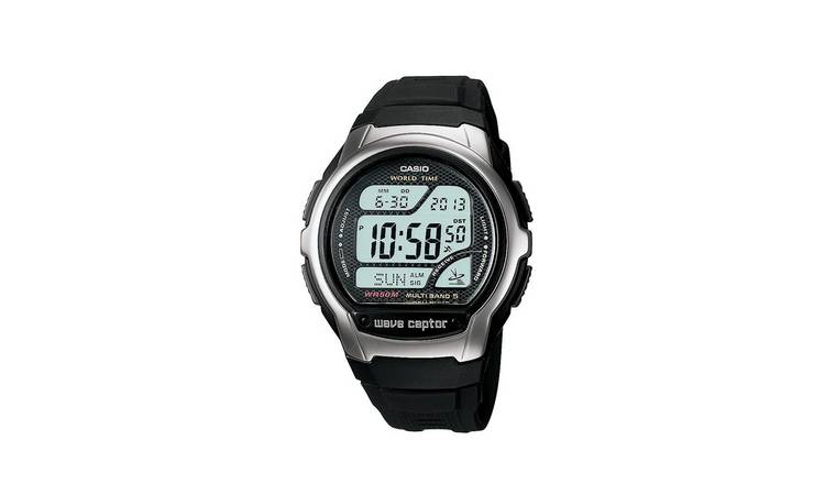Casio Wave Ceptor LCD digital watch with black resin strap, imported from the UK