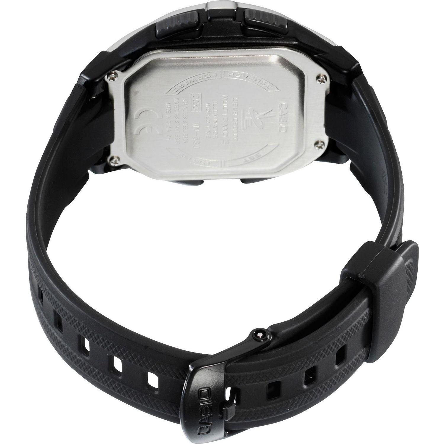 Casio Wave Ceptor LCD digital watch with black resin strap, imported from the UK