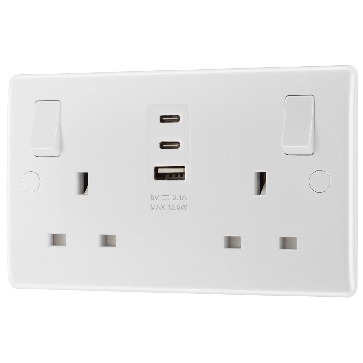 Masterplug double USB socket pack of 2 (British brand)