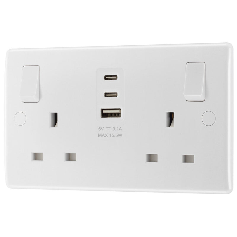 Masterplug double USB socket pack of 2 (British brand)