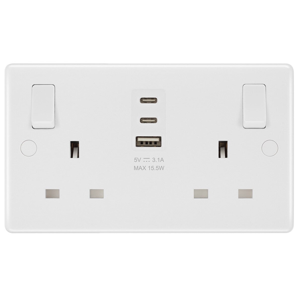 Masterplug double USB socket pack of 2 (British brand)