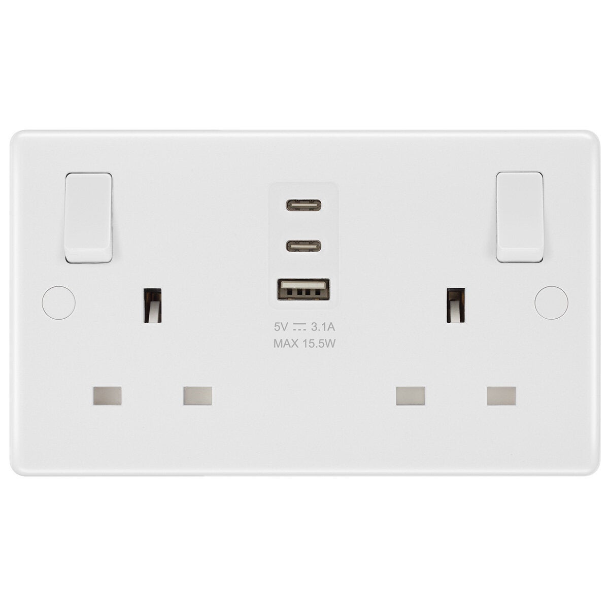 Masterplug double USB socket pack of 2 (British brand)