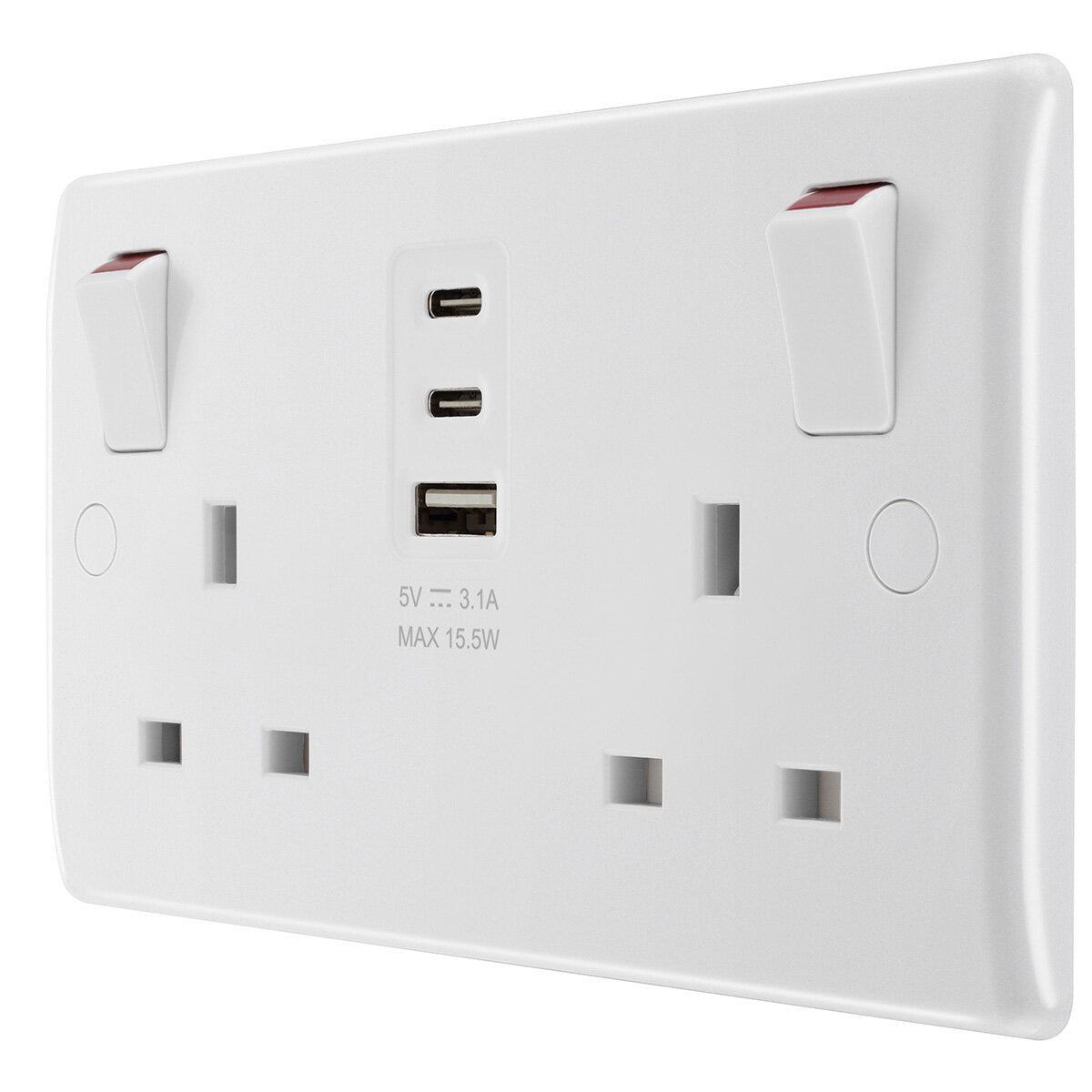Masterplug double USB socket pack of 2 (British brand)