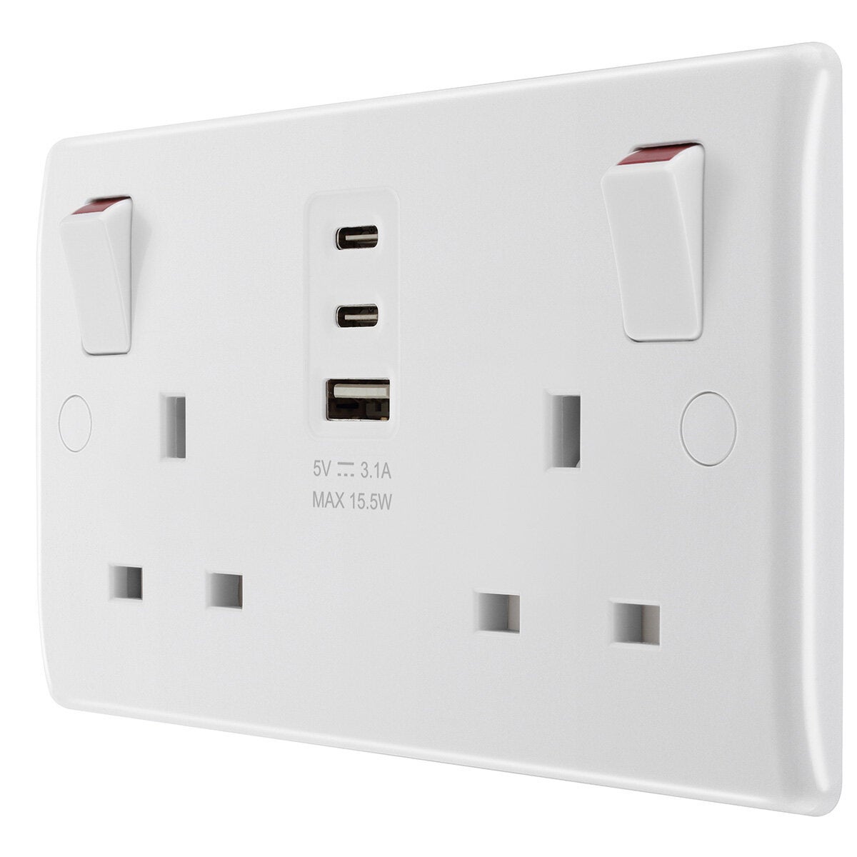 Masterplug double USB socket pack of 2 (British brand)