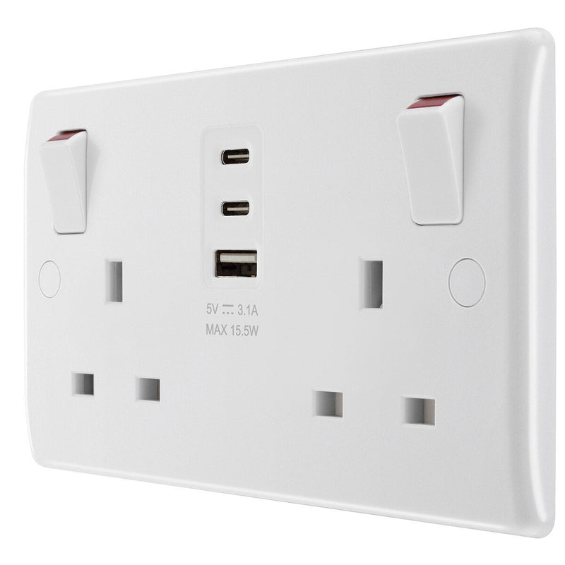 Masterplug double USB socket pack of 2 (British brand)