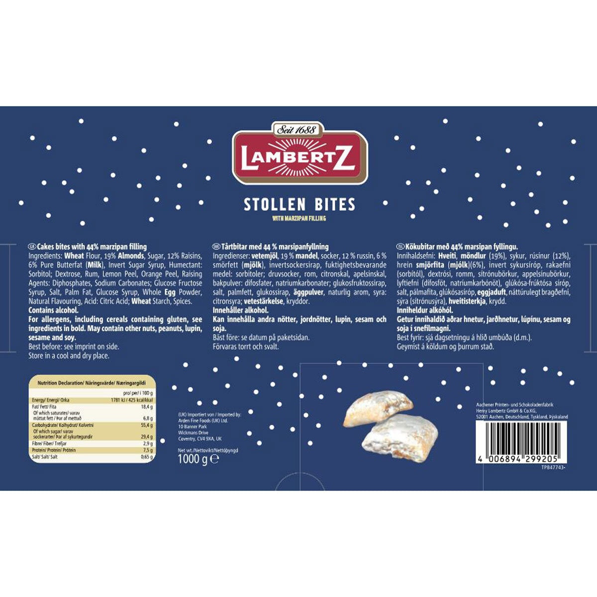 Lambertz Stollen Bites, 1kg GOODS Costco UK